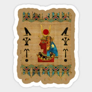 Hathor Egyptian Ornament on papyrus Sticker